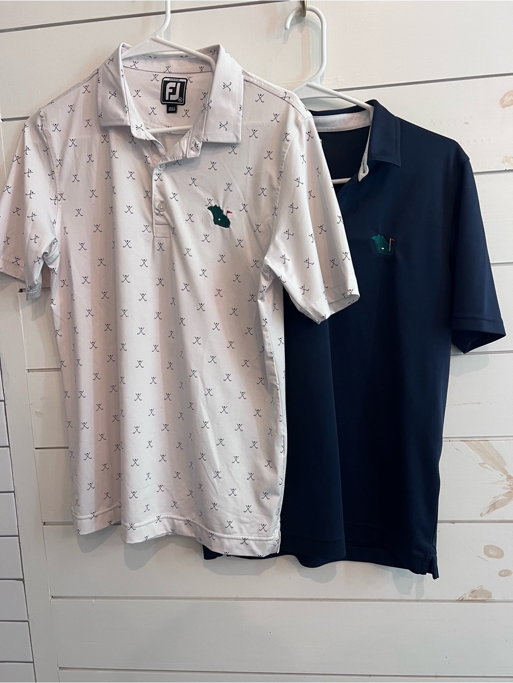 FootJoy Two-Pack Polo Set in White Pattern & Navy